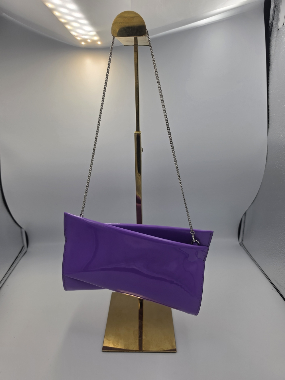 Christian Louboutin Purple Patent Crossbody Chain Small Loubitwist (NWOT)COA🩶💜